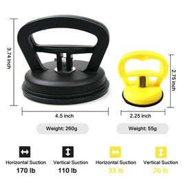 GOAKICHGO Dent Puller, 2 Pack Car Dent Puller Kit, Large and Small Suction Cup Dent Puller Kit for Car Dent Repair, for Glass Tile Mirror, Granite Lifting and Object Moving,L+S (Black-Yellow)