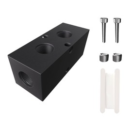 CNZG PNEU 1/4 NPT Air Compressor Manifold, Line Hose Splitter 2 way 4 port Pneumatic Manifold Air Distribution Block with Accessories