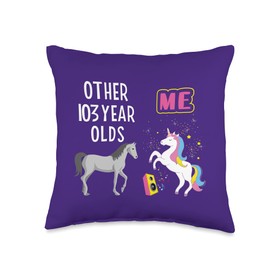 1918 103 Years Old Grandma Grandpa Wife Gift Shirt 103rd Birthday for Grandma 103 Year Old Unicorn Womens Throw Pillow, 16x16, Multicolor
