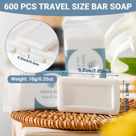 Kacctyen 600 Pcs 2.05 x 1.18 Inches Mini Bar Soap Bulk Travel Soap Individually Wrapped Bulk Hand Soap Hotel Soap Bars Travel Size Toiletries for Hospitality Guest Bathroom Vacation Rentals