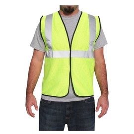 Rugged Blue RB Polyester Mesh Fabric Economy ANSI Class 2 Safety Vest, Large/X-Large, Hi-Vis Yellow