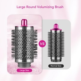 Large Round Volumizing Brush for Dyson Airwrap Styler, Nickel/Fuchsia Big Round Brush Volumizer Attachment for or Dyson Airwrap HS01 HS05 HS08, Smooth Hair,Volumizing and Curly Styling