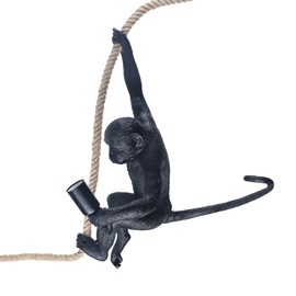 BJTDLLX Creative Monkey Chandelier, Loft Vintage Resin Hemp Rope Pendant Lights Industrial Retro Pendant Monkey Lamp Wall Light Hanging Ceiling Lamp E27 for Dining Living Room Bedroom Bar Cafe -Black