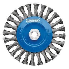 Draper 08059 Steel Twist-Knot Flat Wire Wheel Brush, 150mm, M14