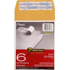 MeadWestvaco 76078 6" X 9" Heavyweight Kraft Press-It Seal-It Envelopes 6 Count