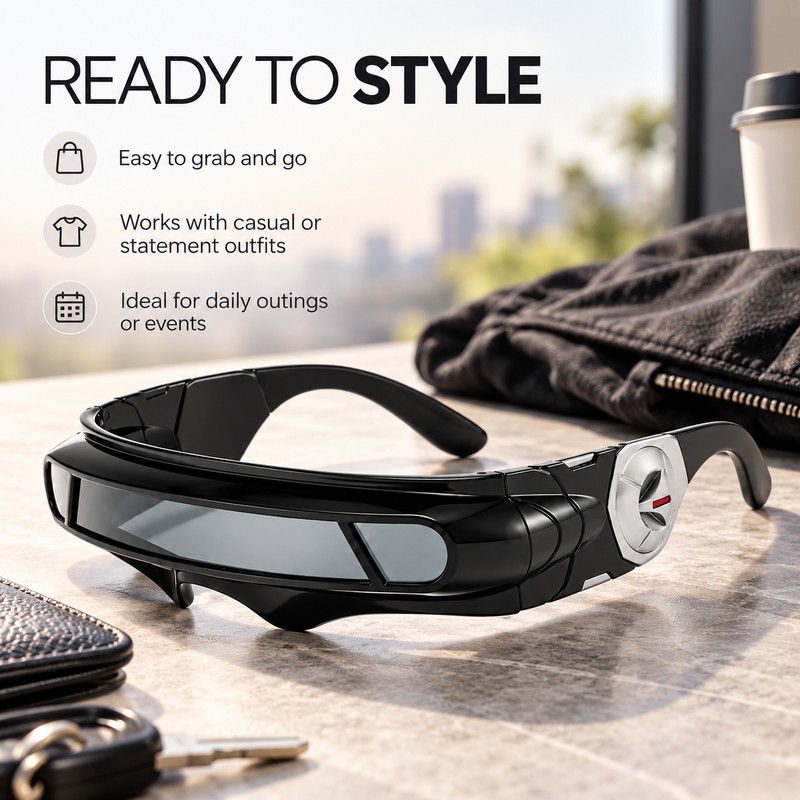 Polarized Shield Sunglasses for Outdoor Wear – Futuristic Rectangle Black