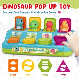 Pop Up Toys, Cause and Effect Baby Dinosaur Toys, Educational Toys for 1 Year Old Boy, Baby Girl Toys 12-18 Months, Infant Toys 6-12 Months Developmental 7 8 9 10 11 Month Old Toys