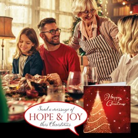 Christmas cards pack - Christmas Sparkle, 10 luxury Christmas cards 2024 with 10 white envelopes - Designed, printed and hand-packed in the UK, by Just Cards Direct