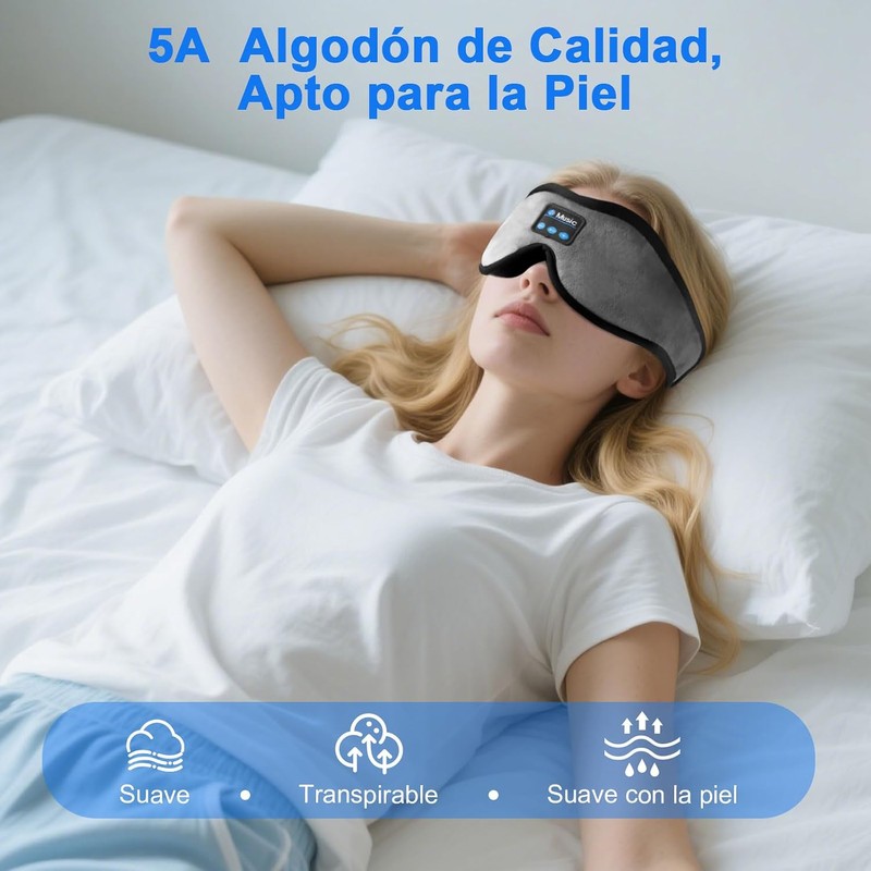 Antifaz para Dormir con Audifonos y Contorno 3D, Blackout y