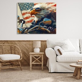 Stupell Industries Patriotic Bald Eagle Canvas Wall Art Design by Ray Heere