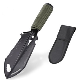 BJAINGEXK Backpacking shovel Camping shovel Hiking shovel Small Camping shovel 9 in 1 Compact Multi-tool shovel for digging, camping, gardening, Outdoor survival (Black)