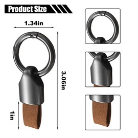 KITUREK Car Key Chain Ring Clip, Universal Matte Leather Car Fob Key Keychain with Keyrings Zinc Alloy Buckle for Men & Women (Brown)