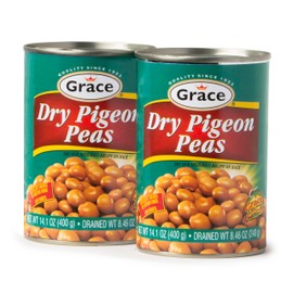 Grace Dry Pigeon Peas 14oz - 2 Pack - Jamaican Gungo Peas & Congo Peas - Caribbean Guandules Verdes - Peurto Rican Gandules Verdes Canned Peas