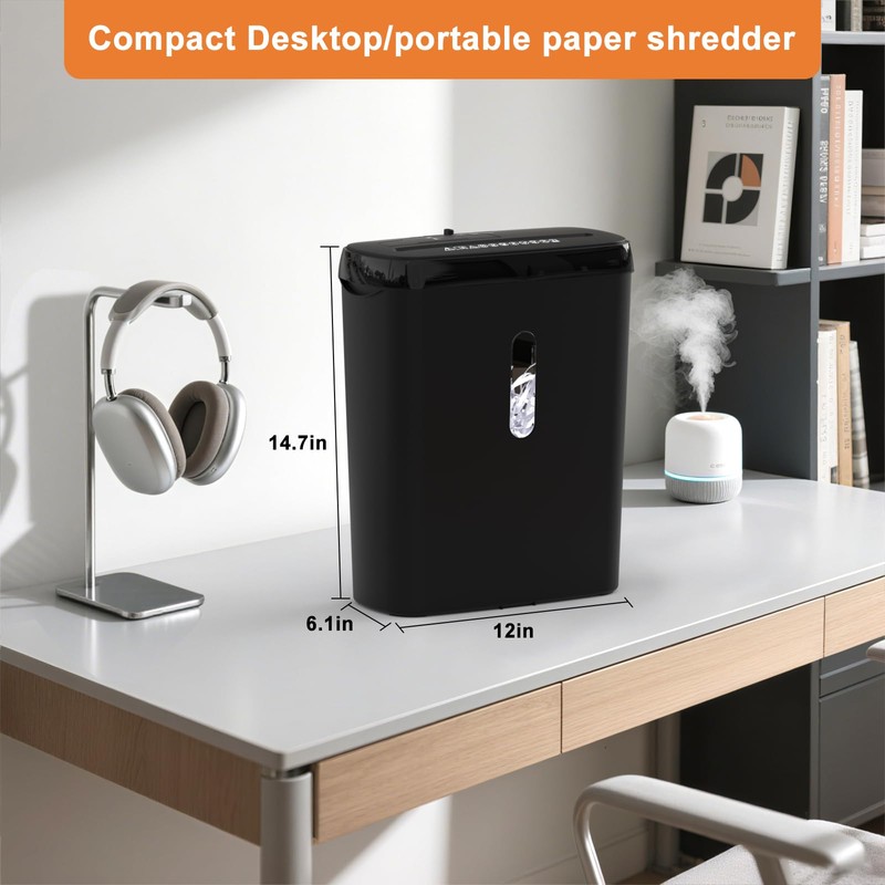 Home Office Paper Shredder,Woolsche 10-Sheet Strip Cut with 3.17-Gallon Basket,P-2
