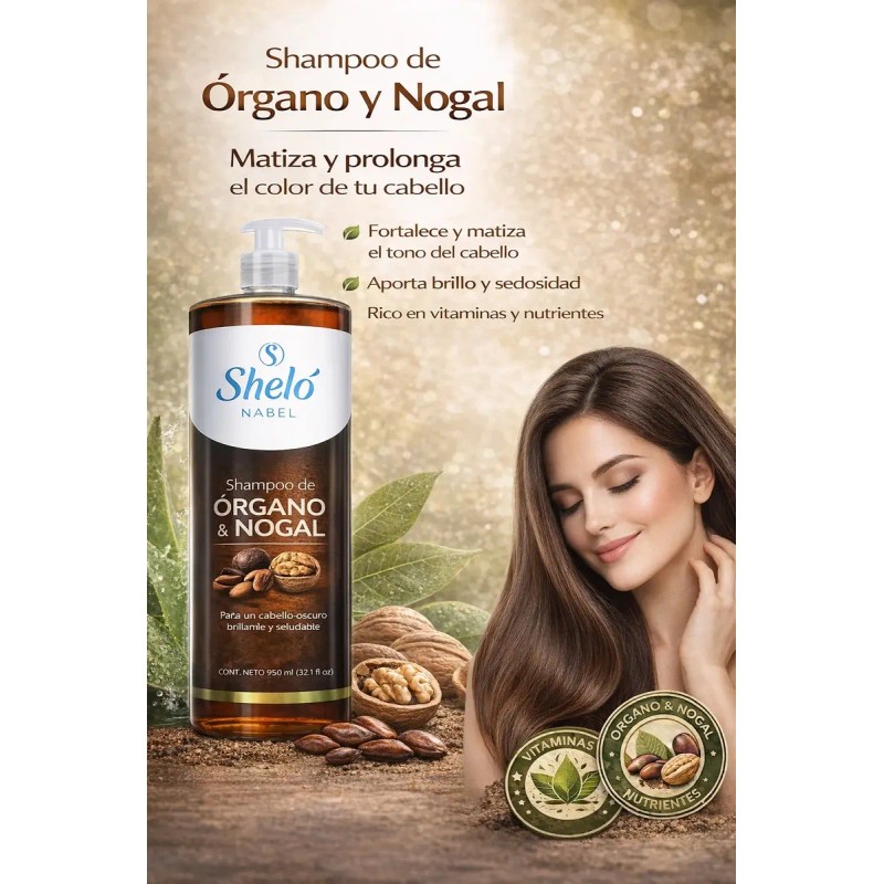 Shampoo Órgano Nogal 950ml Matiza Color Shelo Nabel