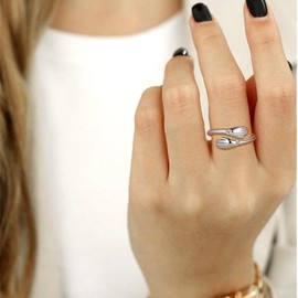 S925 Sterling Silver Hug Ring for Women Girls Hug Embrace Statement Ring Adjustable Open Wrap Ring Promise Ring for Her Graduation Anniversary Birthday Gifts for Daughters Mom Sisters Wife Friends, Cubic Zirconia, Cubic Zirconia