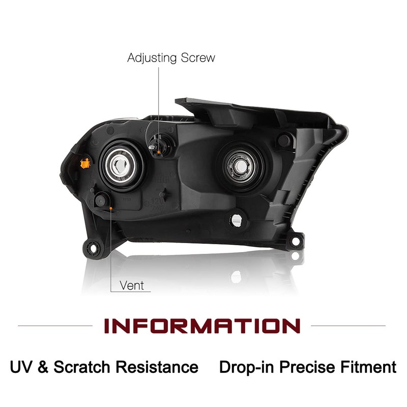 JSBOYAT Left Driver Side W/Bulbs Halogen Headlight Assembly Replacement for
