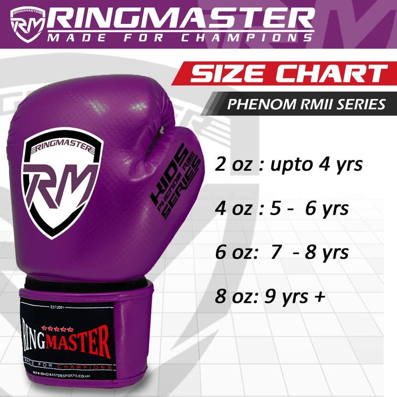 RingMaster Sports Kids Boxing Gloves Carbon Leather Training Sparring Punch