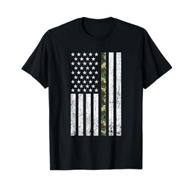 Thin Green Line Military Army Camo American Flag T Shirt T-Shirt