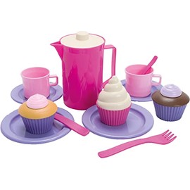 Dantoy Coffee and Cupcake Set for 2, Role Play Tea Party with 20 Pieces Pretend Play Toys for Kids – Princess Pink