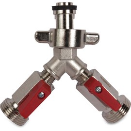 2-Way Stop Valve for Pressure Regulator 1 x 3/4 Inch Female with Wing Nut and 2 x 3/4 Inch A