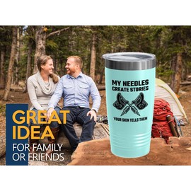 Tattoo Artist Teal Edition Viking Tumbler 20oz - My needles create - Tattoo Gifts Tipping Skin Deep Ink Tattoo Lover Tattooing Tattooist