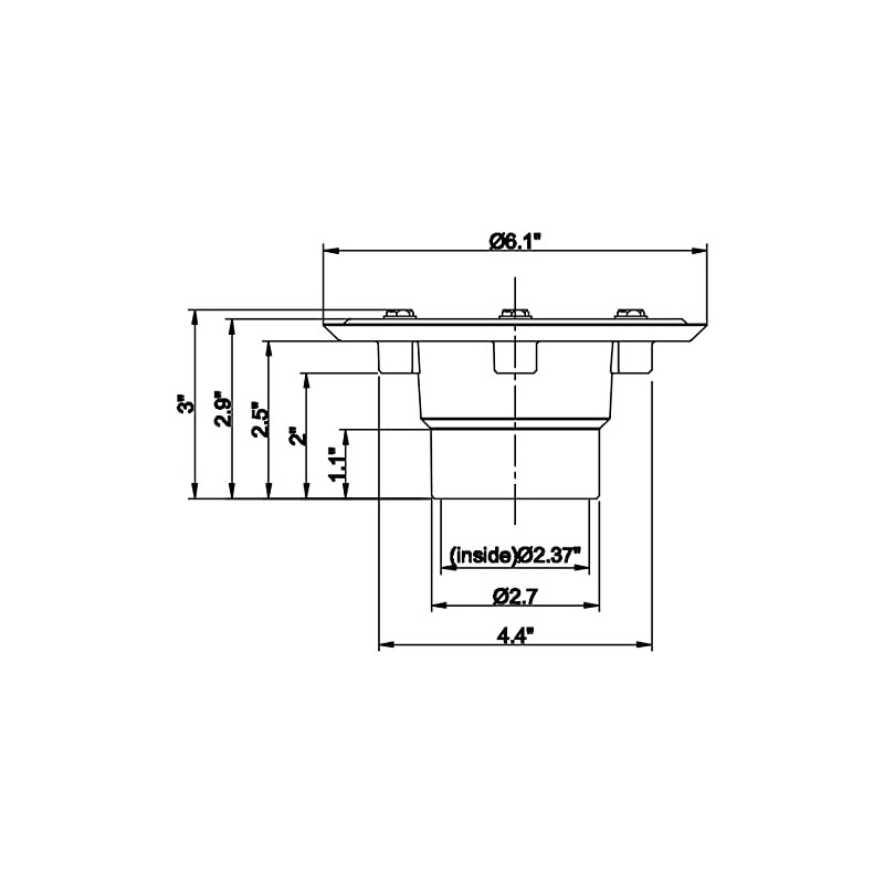 HEATGENE Shower Floor Drain Base Flange, 2 Inch Threaded Adapter,