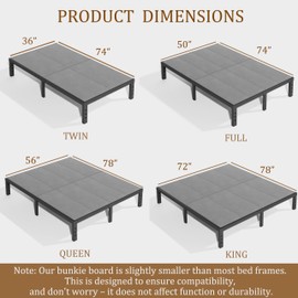 HUEIIS Bunkie Board Queen Size(56 * 78") 10MM, Heavy Duty Bed Support Board Under Mattress, Foldable Spring Box, Low Profile Bed Base, Noise Minimizing, Breathable, Anti-Sag, Easy Assembly