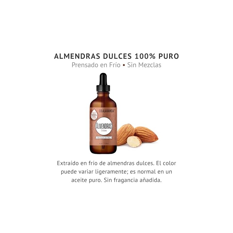 LilaLavanda - Aceite de Almendras Dulces 100% Puro - Hidratacion