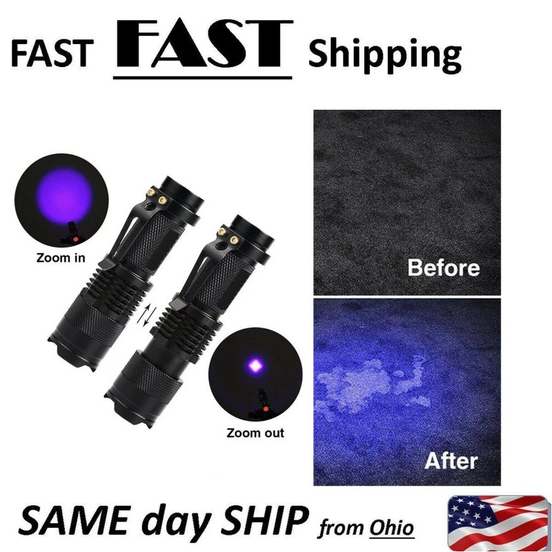 UN brand UV Ultra Violet LED Flashlight Blacklight Light 395/365
