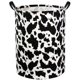 DDBASKET Cow Print Laundry Basket Baby Nursery Clothes Hamper Collapsible Toy Storage Bin Organizer with Handles for Kids,Boys and Girls Room Decor(Cow)