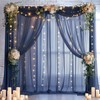 10×10ft Navy Blue Tulle Backdrop Curtain with Lights String for