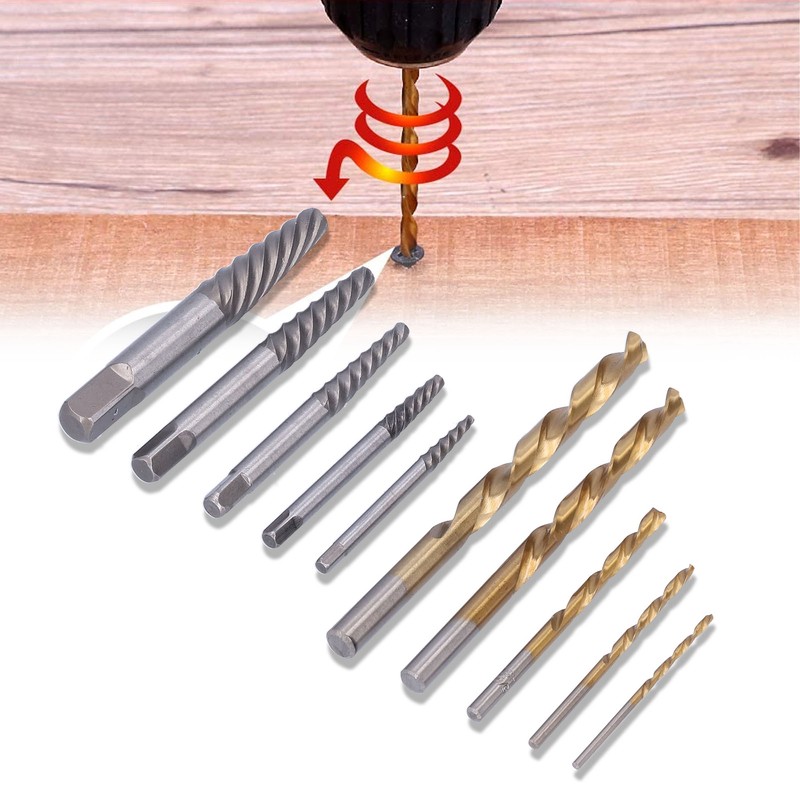 10Pcs Screw Extractor Drill Bit 4241 HSS Left Hand Damaged