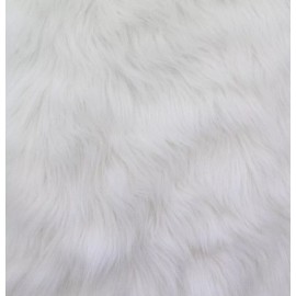 Nice 60” Width White Solid Shaggy Long Pile Faux Fur Soft Polyester Fabric Per Yard