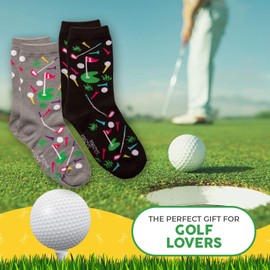 Foozys Womens Crew Socks | Fun Cool Sports Themed Fashion Novelty Socks | 2 Pair (Golf)