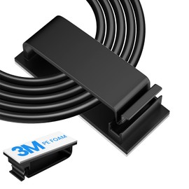 Adhesive Cable Management Clip (20Pcs Black)，Cord Management Under Desk， Wire Organizer for TV PC Ethernet HDMI Extension Cord Power Plug