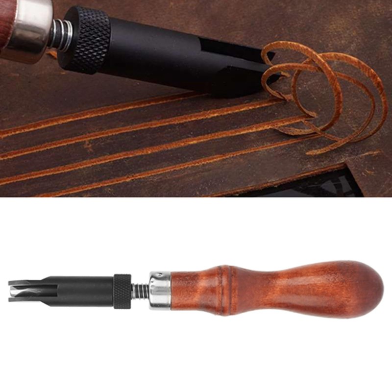 Cunyuer Leather Groover, V Type Leather Edge Bevelers, Adjustable Wood