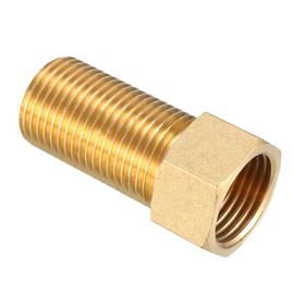 sourcing map Brass Threaded Pipe Fitting G1/2 Male x G1/2 Female Adapter 50mm Length