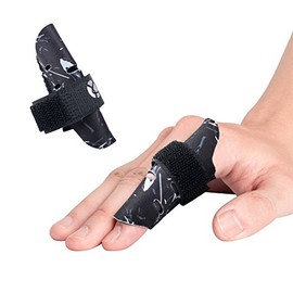 Kuangmi Finger Sleeve Support Protector Prevents Finger Injury During Sports 2 Piece (Black, S/M)