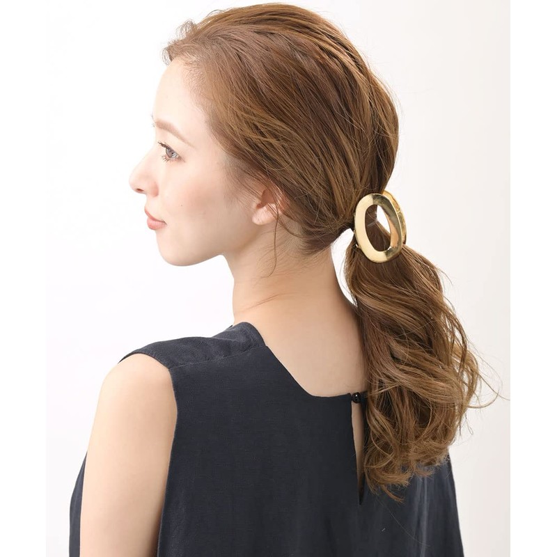 VINGTAINE H7581-G- Oval Metal Hair Claw Hollow Out Hair Clip,