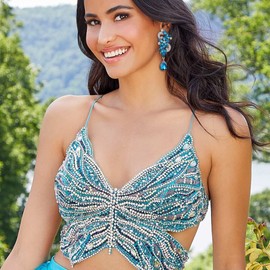 BriLove Women's Bohemian Boho Crystal Flower Wedding Bridal Chandelier Teardrop Bling Long Screw Back Clip-On Dangle Earrings Turquoise Color Silver Tone