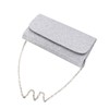 Premium Small Metallic Glitter Flap Clutch Evening Bag Handbag, Silver