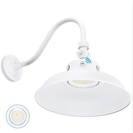 LEONLITE 14 Inch 3CCT LED Gooseneck Barn Light Fixture, Dusk to Dawn 40W/30W/20W Integrated LED Dimmable Gooseneck Wall Sconce, 120-277V, UL Listed Sign Light, White