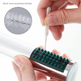 Ceycudy - 20 cepillos de limpieza para cabezal de ducha, cerdas de nailon en espiral, kit de eliminación de acumulación de calcio, limpiador antiobstrucciones para agujeros pequeños, boquillas, suministros para el hogar, baño, cocina, 20 unidades