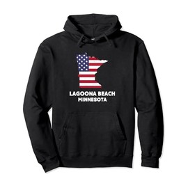Distressed Patriotic USA Flag Lagoona Beach, Minnesota Pullover Hoodie