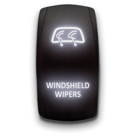 Windshield Wipers - White - Laser Etched Toggle Switch 20A 12V - Vertical Rocker Switch 5-Pin DPST