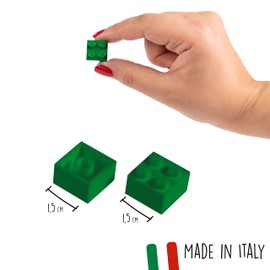 Simba 104114532 Blox, 100 Green Building Blocks for Children from 3 Years, 4 Bricks, in Tin, High Quality, Fully Compatible with Many Other Manufacturers, Green