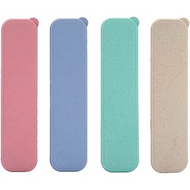 Liooce Zahnbürsten Etui, 4er-Set, Reise-Zahnbürstenhalter in Rosa, Blau, Mint, Beige