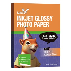 Uinkit 40 Sheets37lb Thin Flyer Paper Glossy 8.5x11 Inkjet Single Side DIY Chip Bag 135gsm Photos Picture for Inkjet Printer with Dye Ink Letter size A4 Brochure