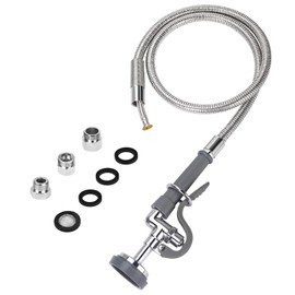 KWODE Gray Spray Valve with 38" Pre Rinse Hose, 38" Flexible Stainless Hose with High Pressure Pre Rinse Sprayer Nozzle Head Assembly Kit for Commercial Restaurant Industrial Kitchen Faucet